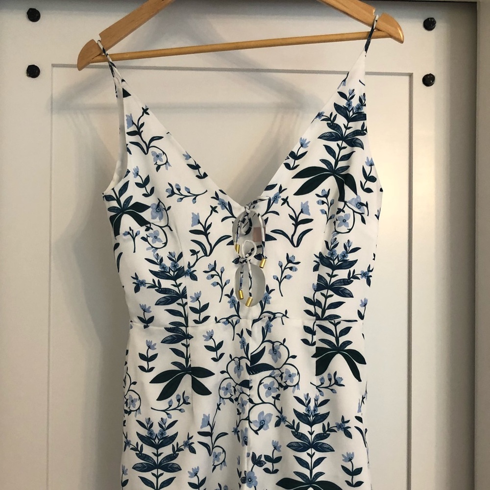 White floral print romper